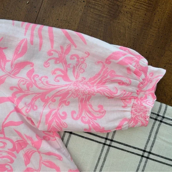 Lilly Pulitzer Mialeigh Palm Print Shift Dress Women’s Size 14 Pink and White - Picture 10 of 14